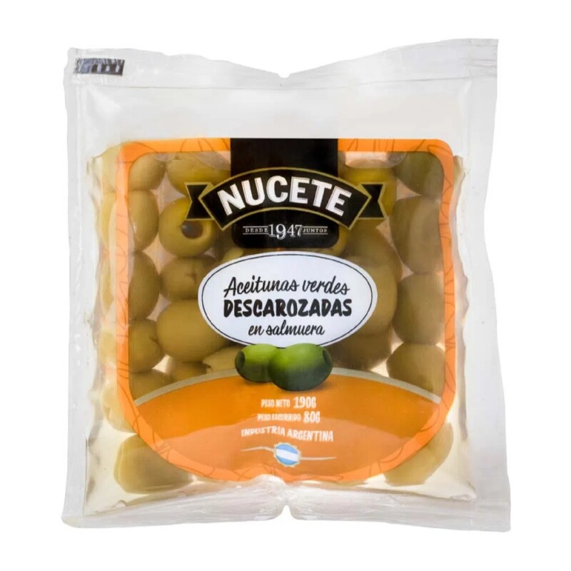 Aceituna Verde Descarozada Sachet Nucete 80 Grs