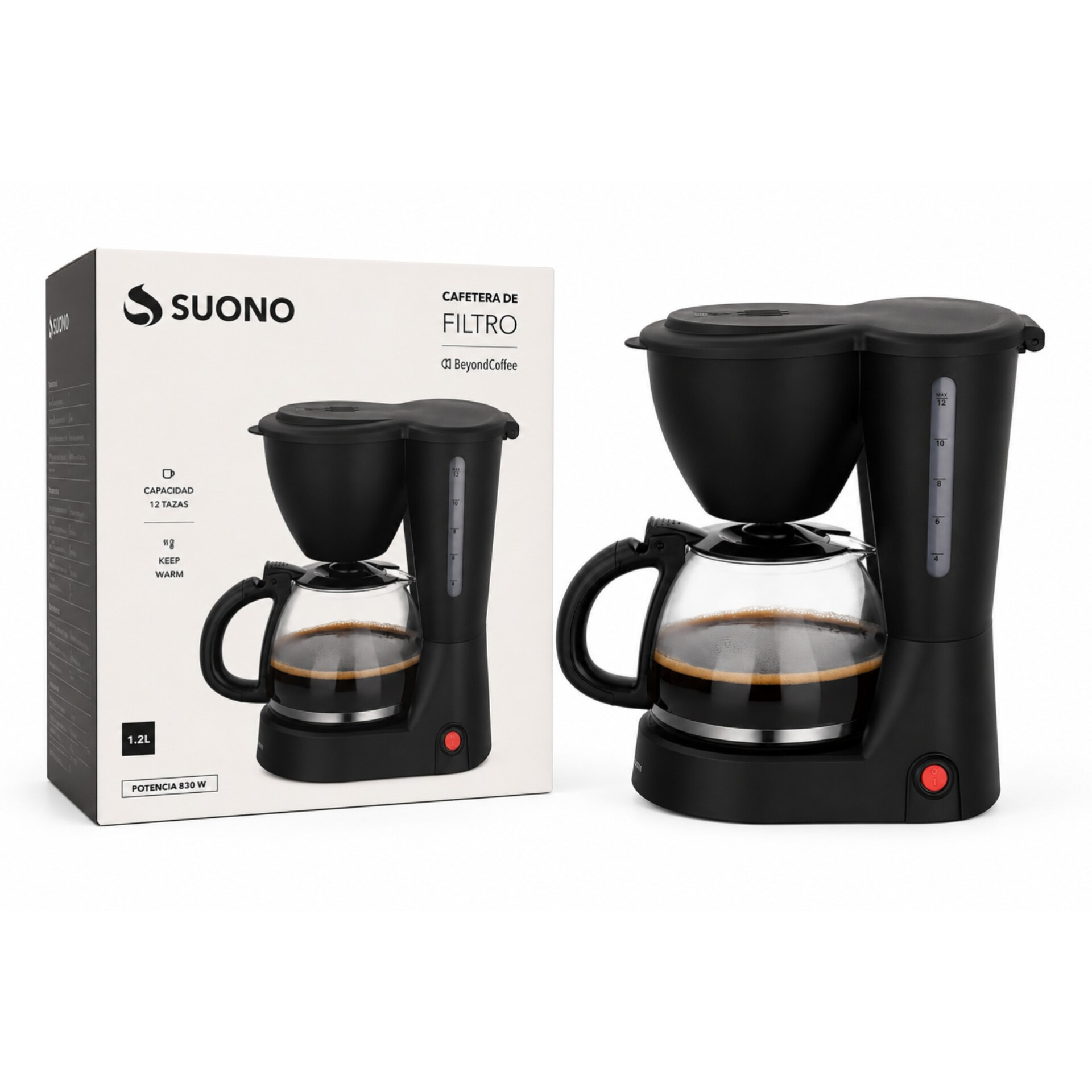 CAFETERA DE FILTRO 1200ML 12 POCILLOS - SUONO