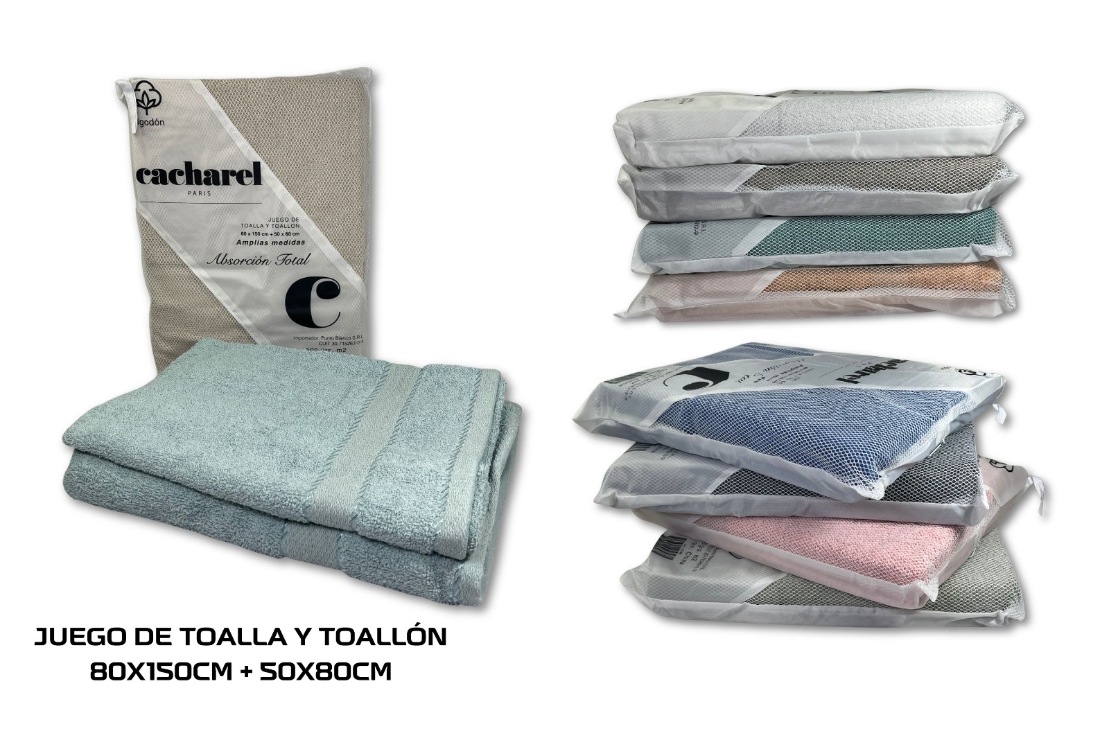 JUEGO TOALLA Y TOALLON - CACHAREL